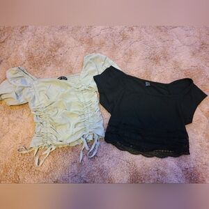 Bundle shein tops black size S and green size xs